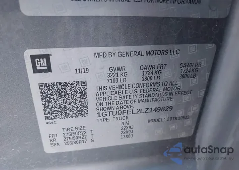 2020 GMC Sierra 1500 4Wd Short Box Denali from USA, damaged, VIN 1GTU9FEL2LZ149829